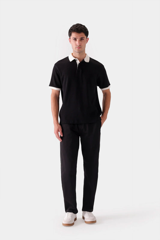 Contrast Textured Polo - Cougar Clothing