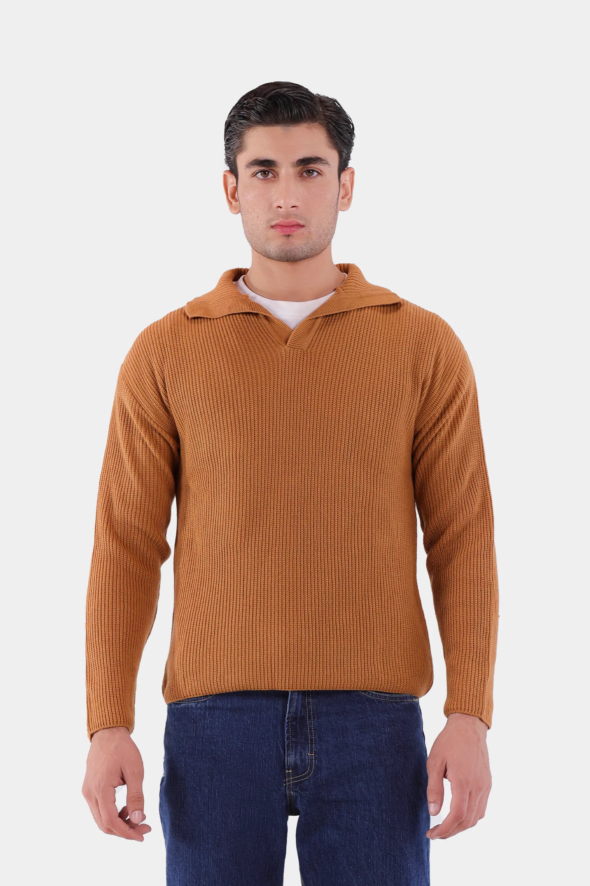 Johnny Collar Purl Knit Sweater - Cougar Clothing
