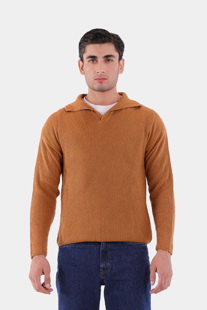 Johnny Collar Purl Knit Sweater - Cougar Clothing