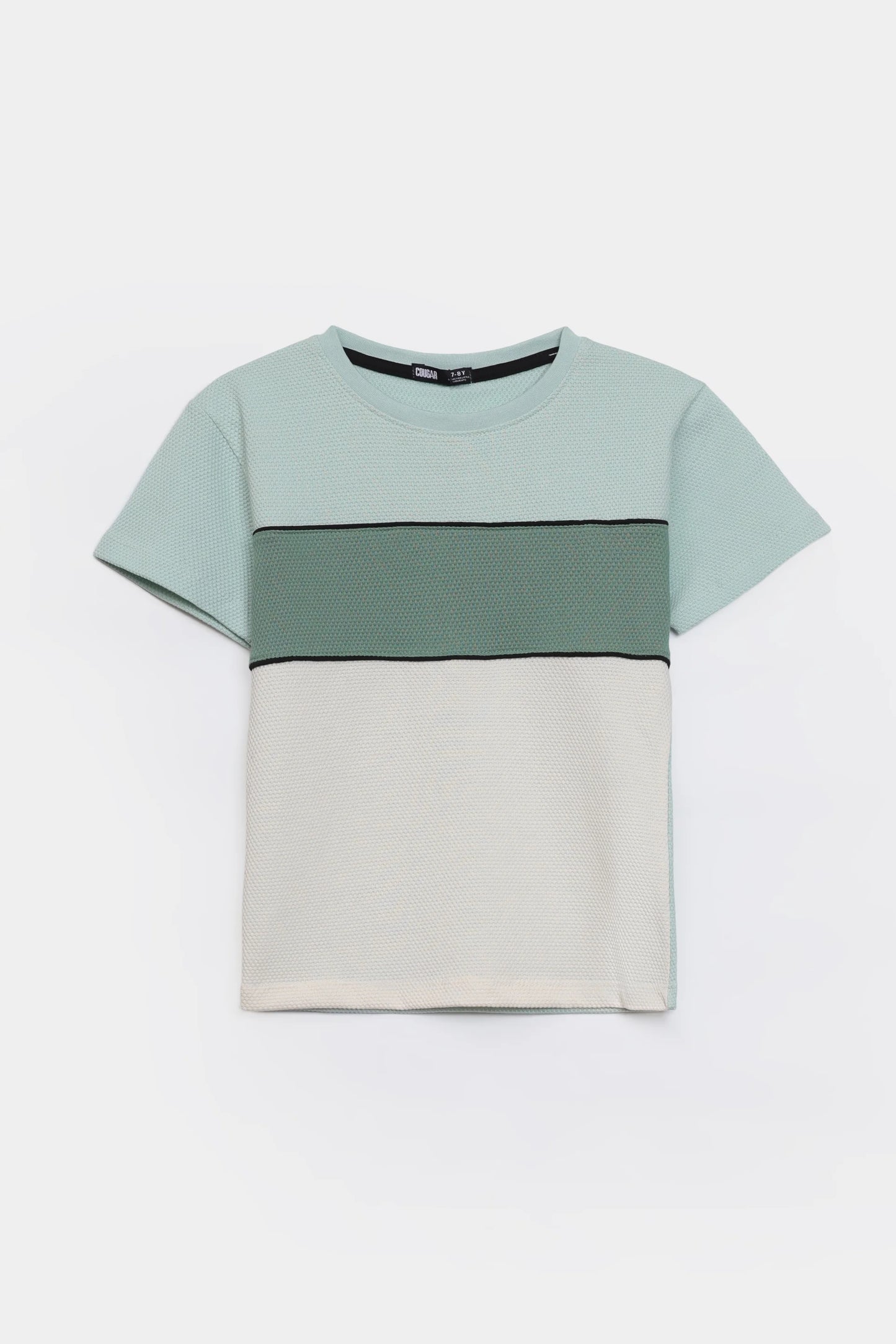 Popcorn Knit Color Block T-Shirt - Cougar Clothing