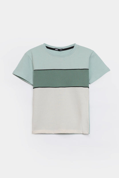 Popcorn Knit Color Block T-Shirt - Cougar Clothing