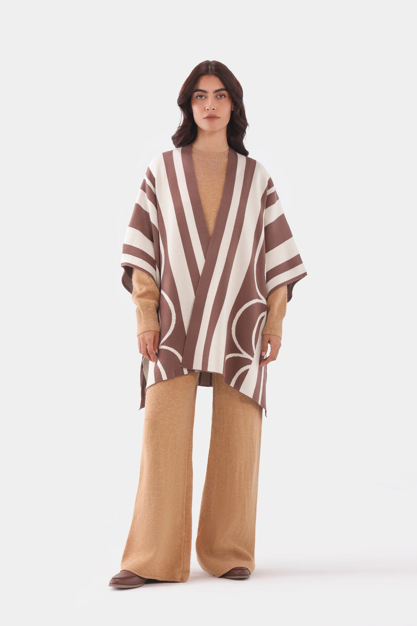 Abstract Knit Cape Shawl - Cougar Clothing