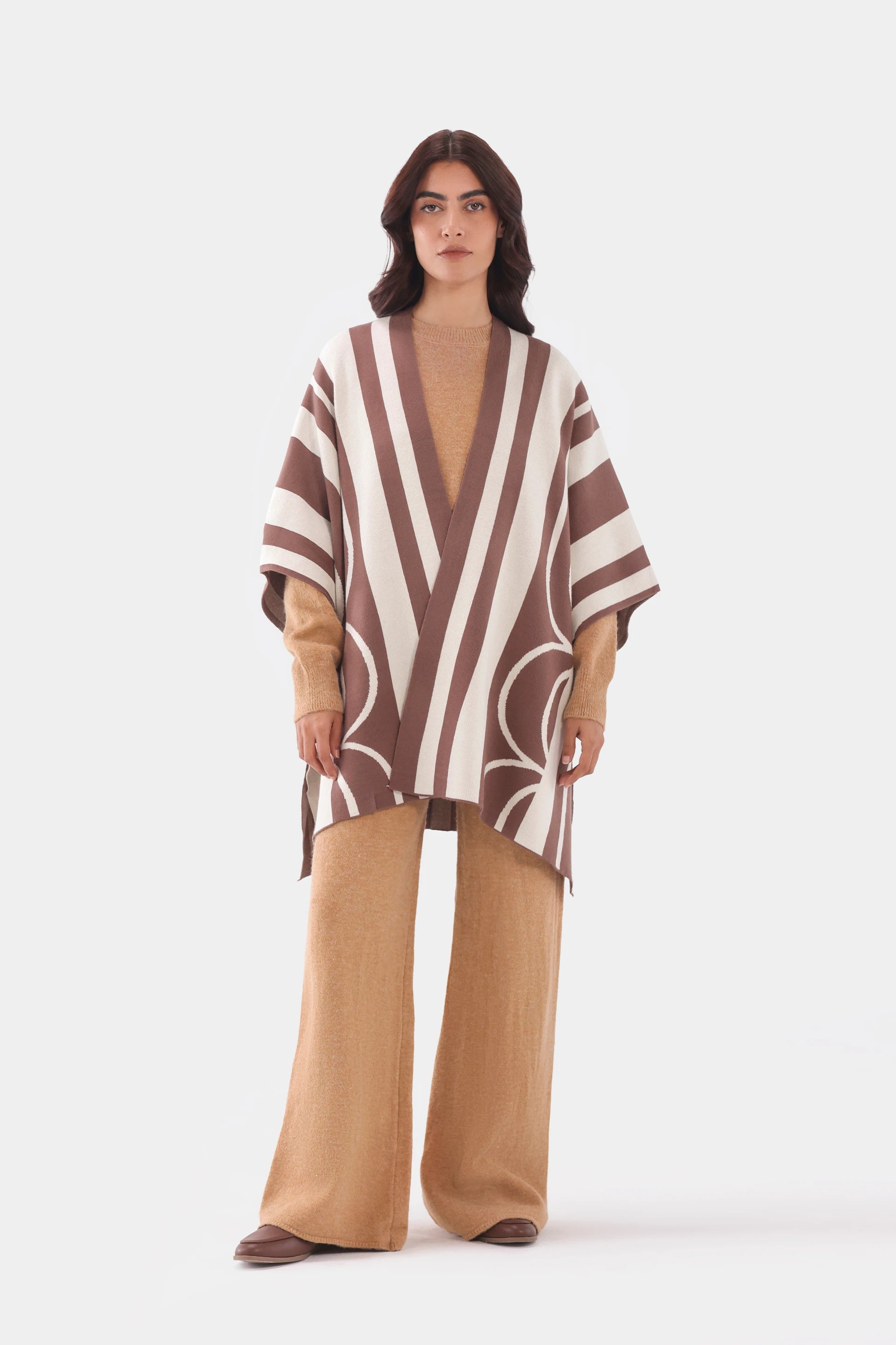 Abstract Knit Cape Shawl - Cougar Clothing