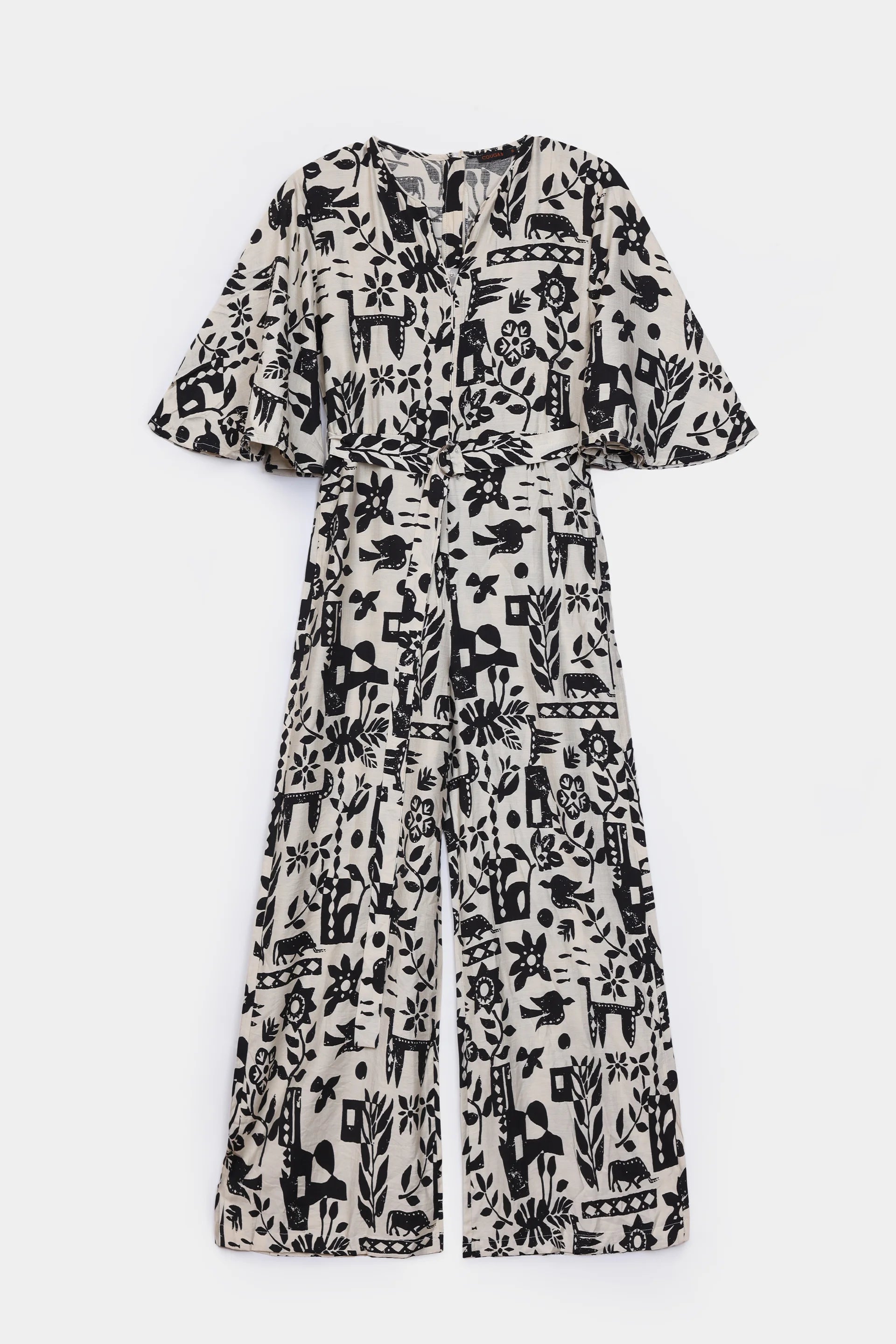 Abstract Tie-Waist Jumpsuit - Cougar Clothing