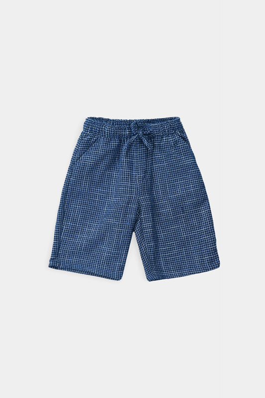 Textured Shorts With Mini Check - Cougar Clothing