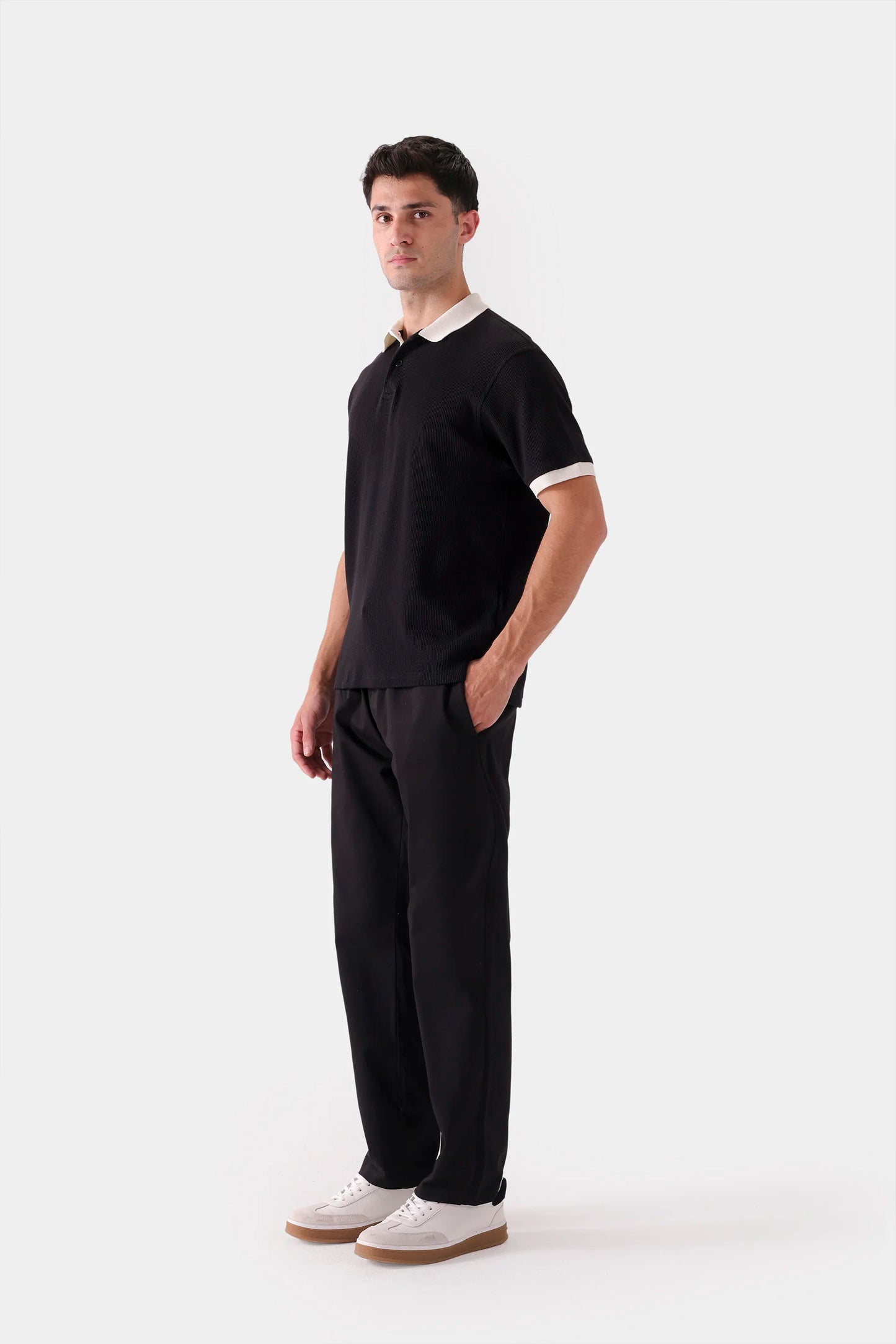 Contrast Textured Polo - Cougar Clothing