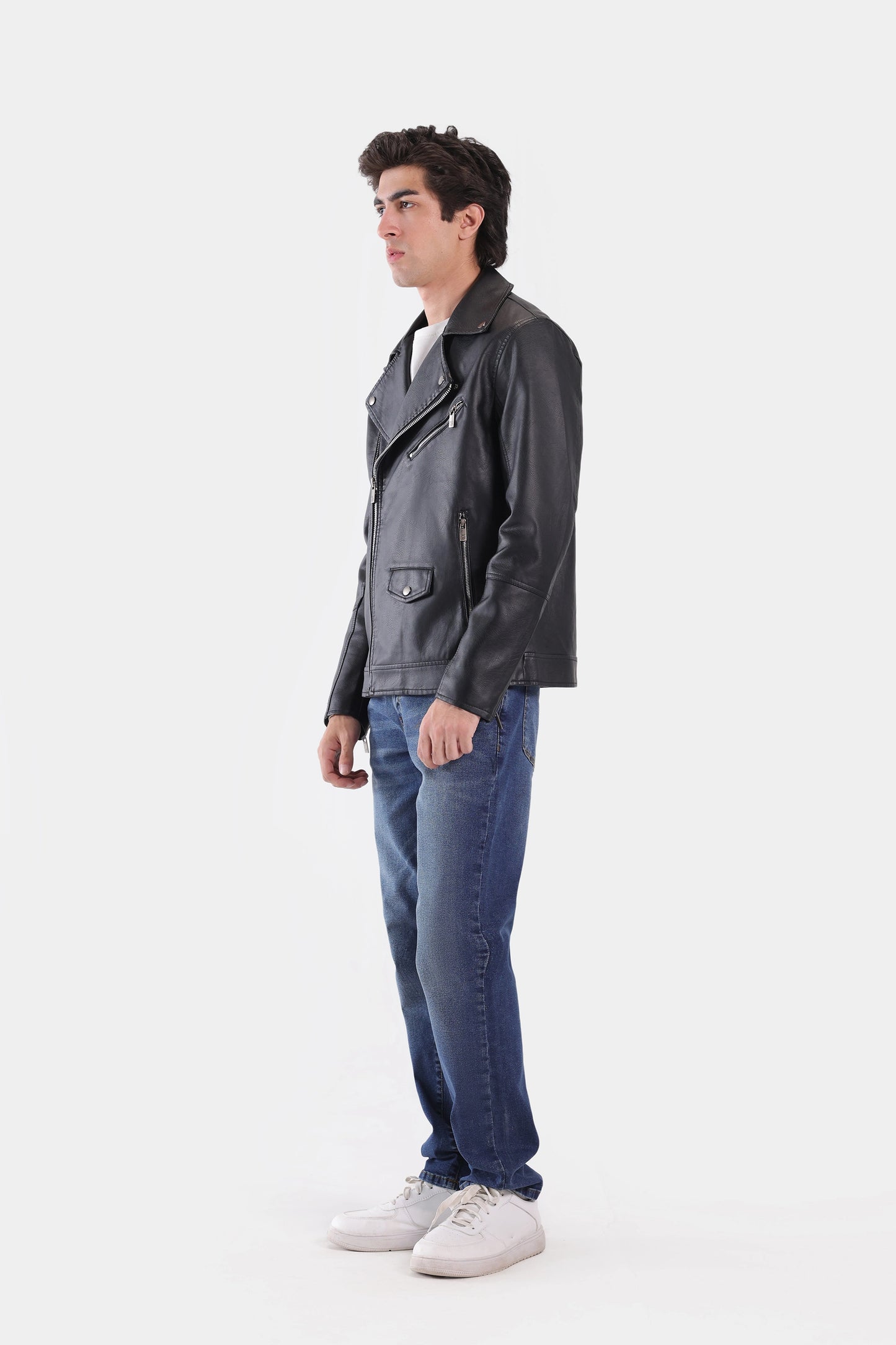 Faux Leather Biker Jacket - Cougar Clothing