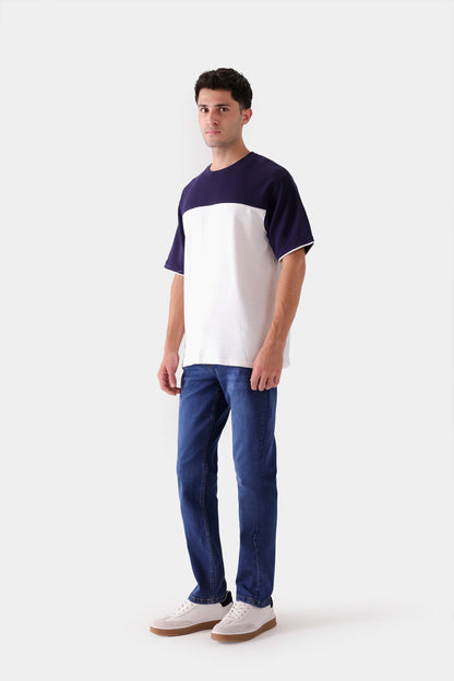 Relaxed Contrast Paneled T-Shirt - Cougar Clothing