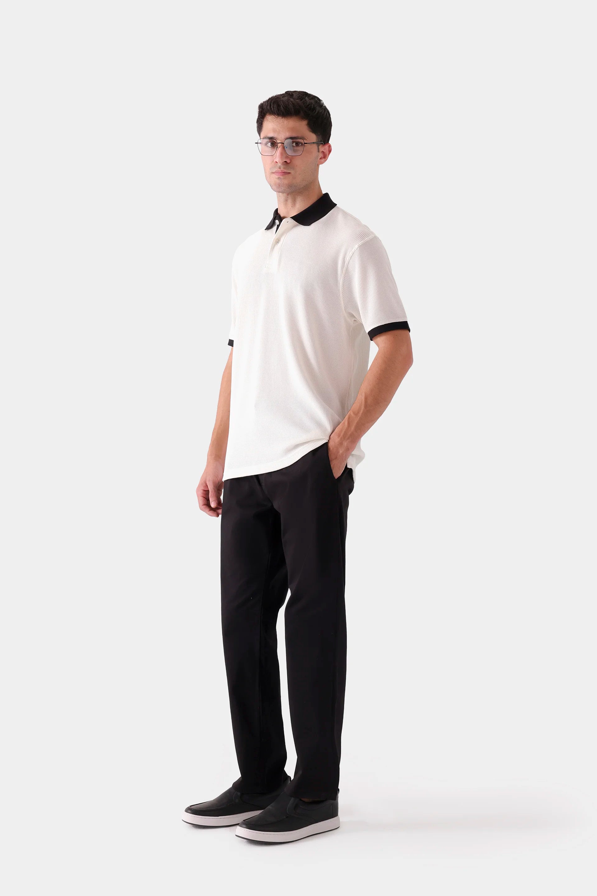 Contrast Textured Polo - Cougar Clothing