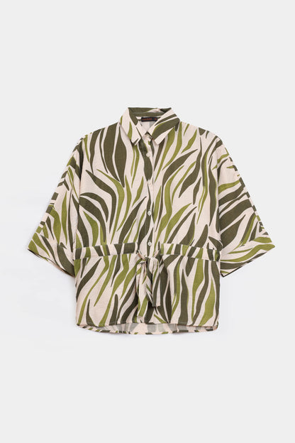 Abstract Print Tie-Up Shirt - Cougar Clothing