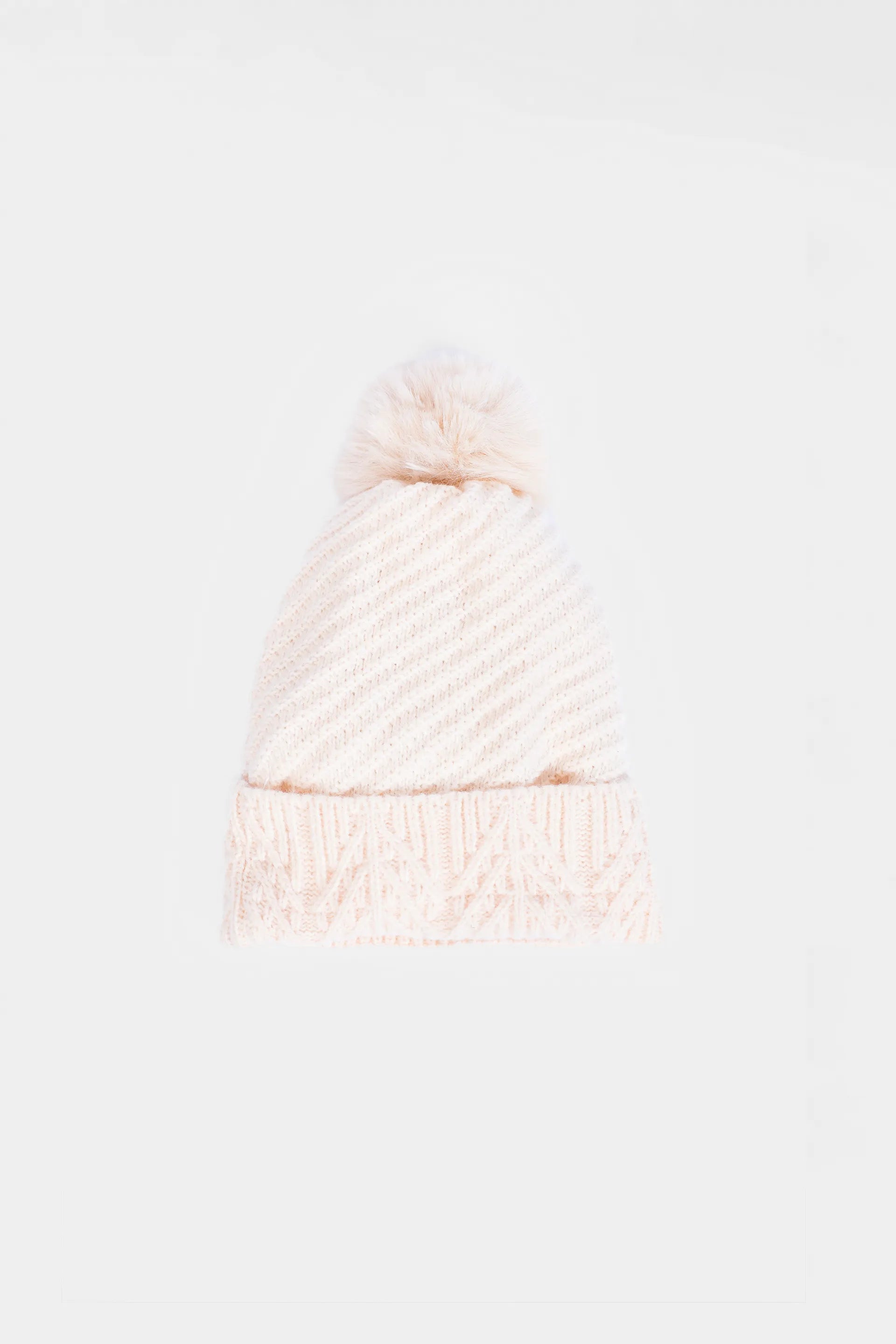 Textured Knit Pom-Pom Beanie - Cougar Clothing