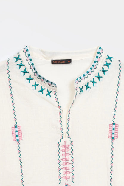 Embroidered Cross-Hatch Top - Cougar Clothing