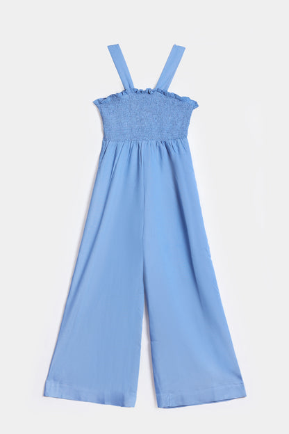 Smocked Chambray Jumpsuit - Cougar Clothing