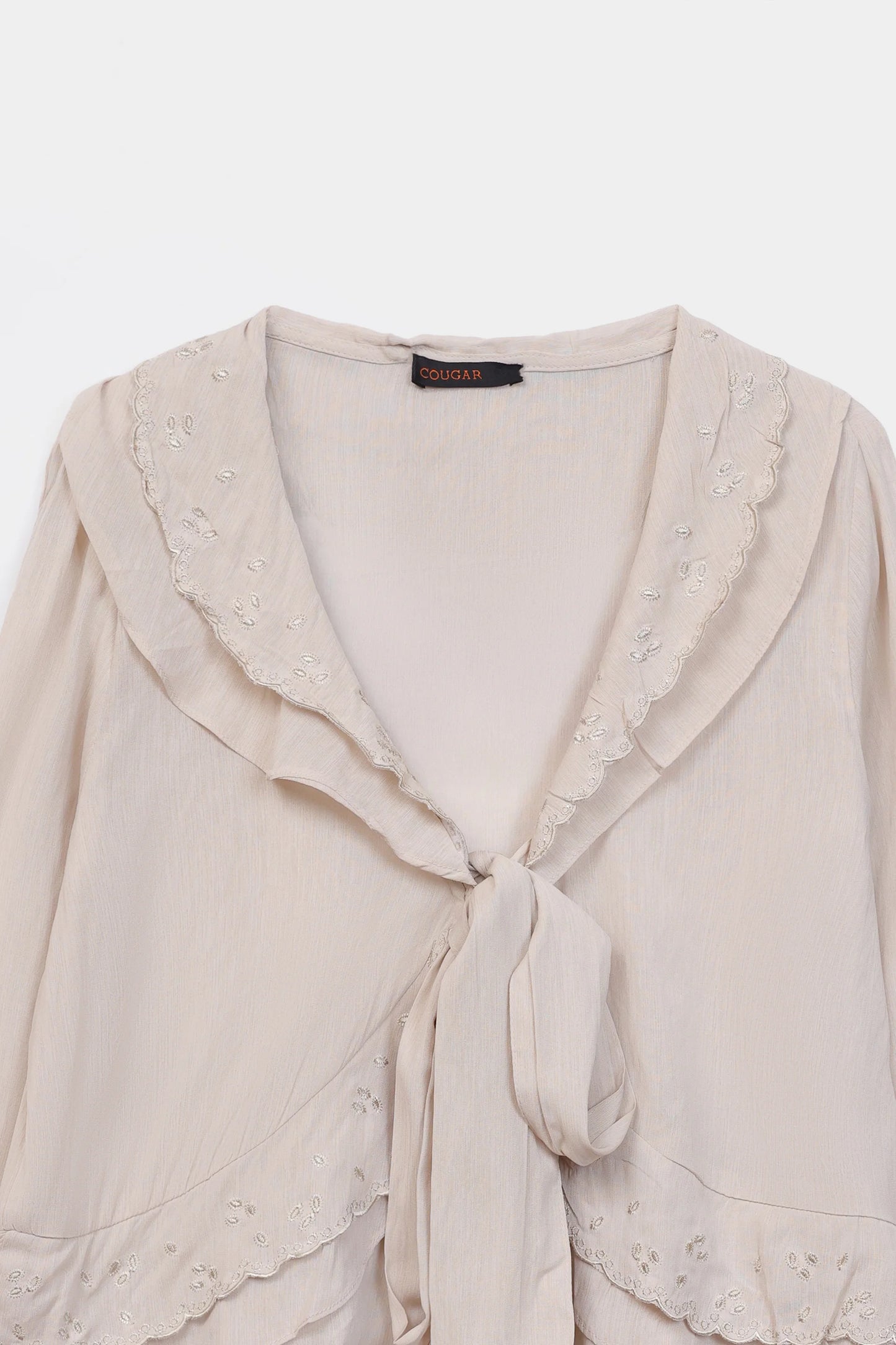 Ruffled Embroidered Blouse - Cougar Clothing