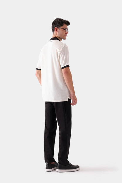 Contrast Textured Polo - Cougar Clothing