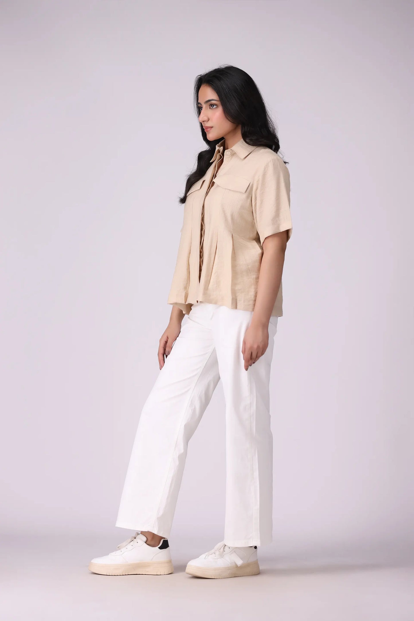 Pleated Top With False Pockets - Cougar Clothing