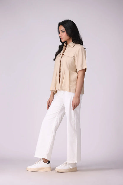 Pleated Top With False Pockets - Cougar Clothing