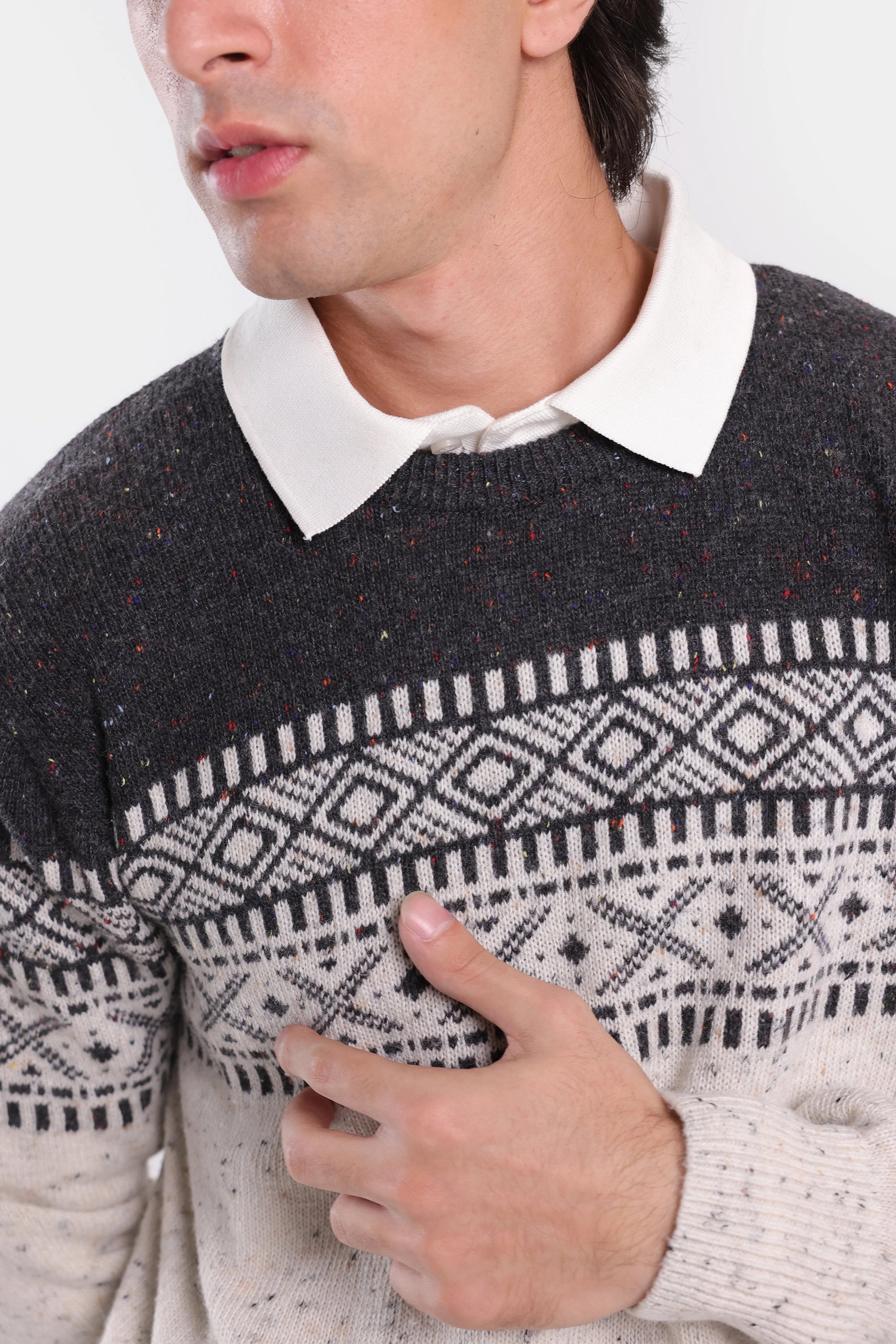 Contrast Patterned Sweater - Cougar Clothing