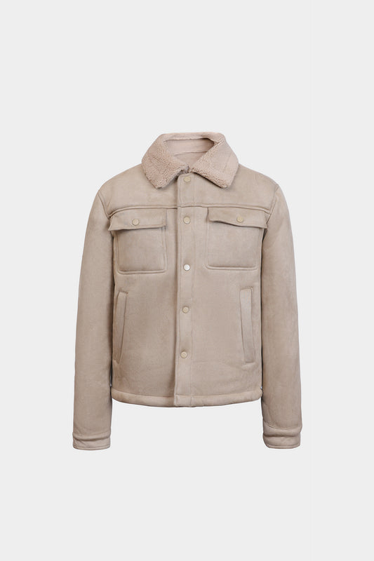 Suede Jacket With Sherpa Lining - Cougar Clothing