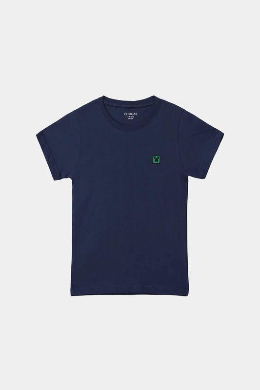 T-Shirt With Minimal Embroidered Badge - Cougar Clothing