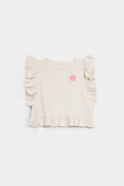 Crush Cotton Frilled Blouse - Cougar Clothing