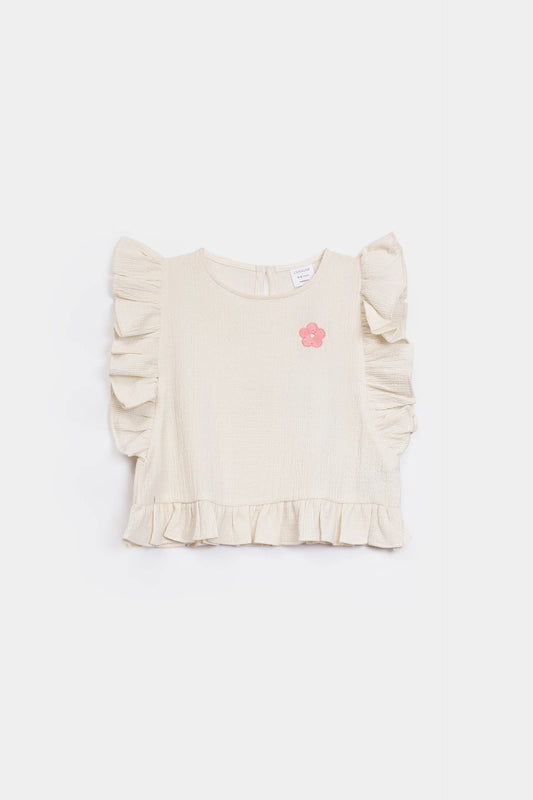 Crush Cotton Frilled Blouse - Cougar Clothing