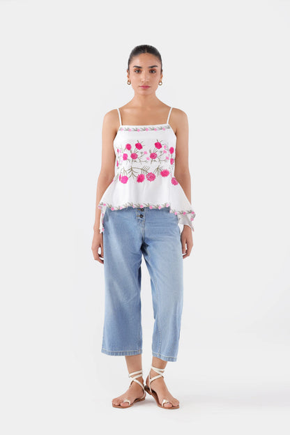Embroidered Strappy Peplum - Cougar Clothing