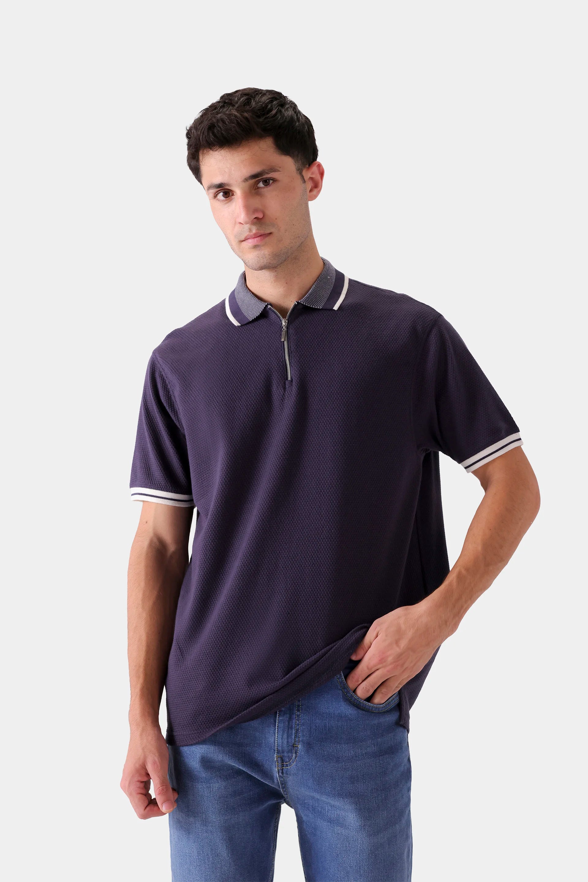 Quarter Zip Textured Polo - Cougar Clothing