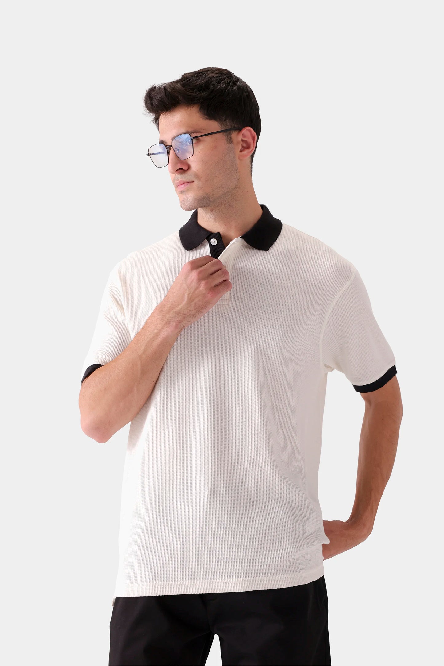 Contrast Textured Polo - Cougar Clothing