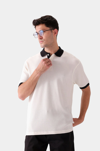 Contrast Textured Polo - Cougar Clothing