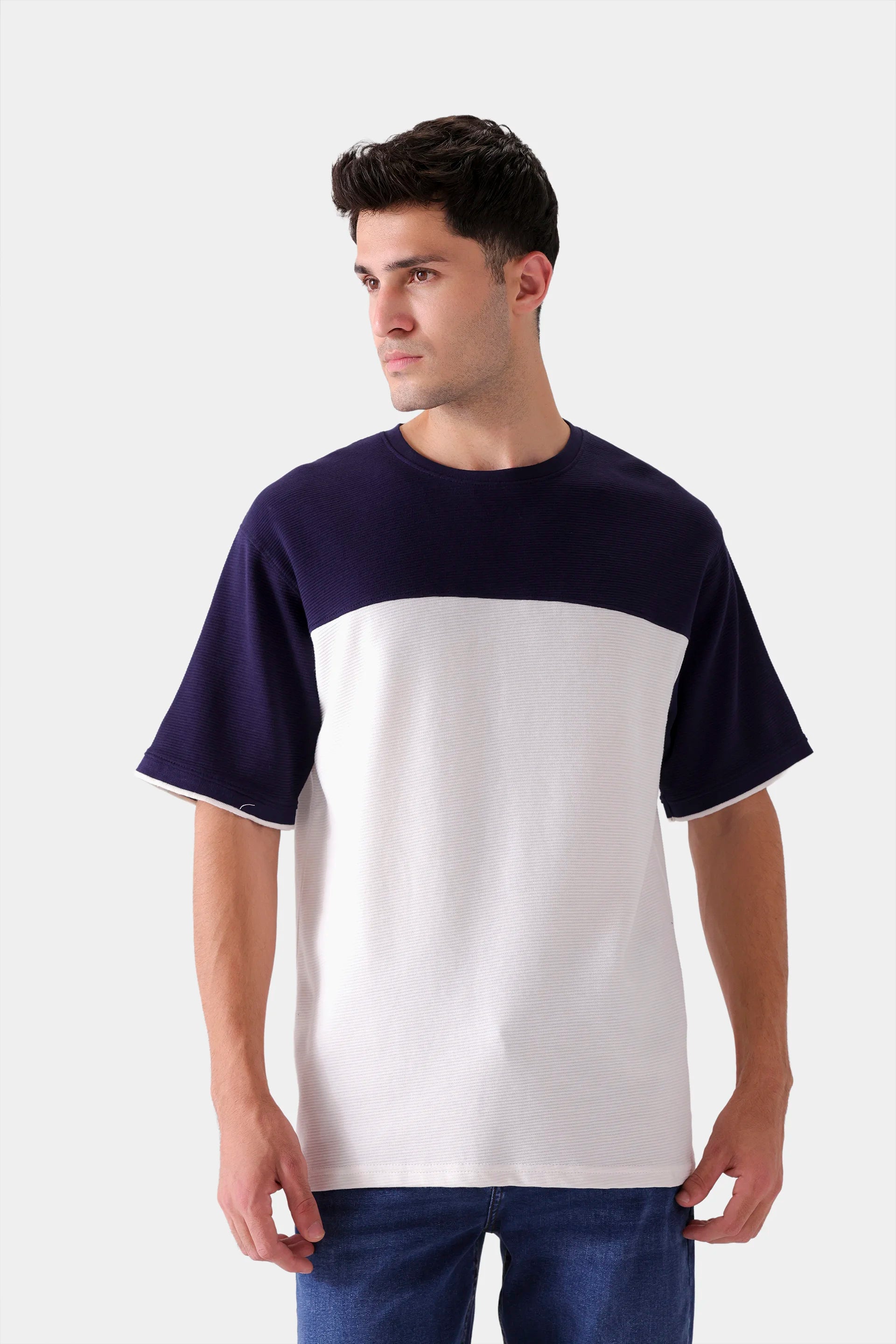 Relaxed Contrast Paneled T-Shirt - Cougar Clothing