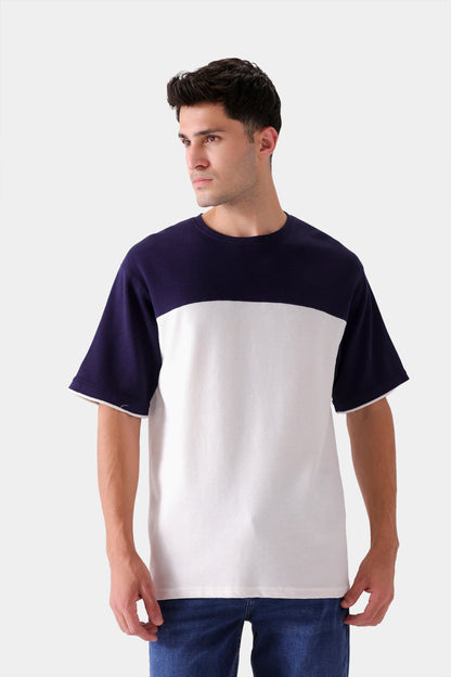 Relaxed Contrast Paneled T-Shirt - Cougar Clothing