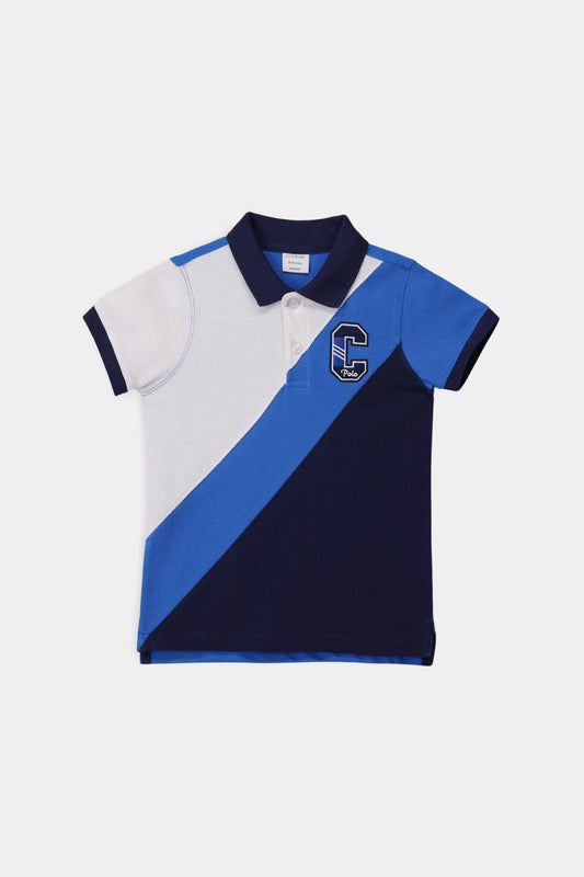 Diagonal Paneled Applique Polo - Cougar Clothing