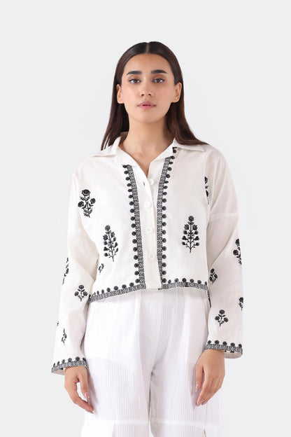 Embroidered Cropped Shirt - Cougar Clothing