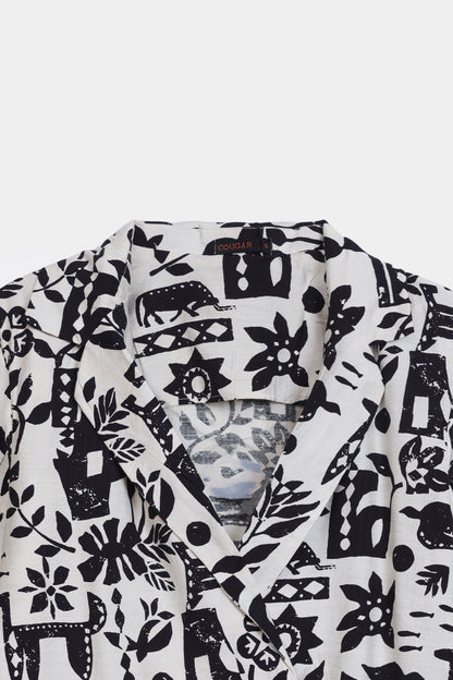 Printed Double-Breasted Blazer Top - Cougar Clothing