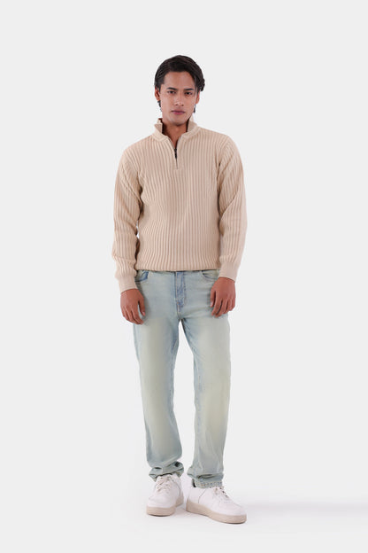 Rib Knit Quarter Sweater - Cougar Clothing