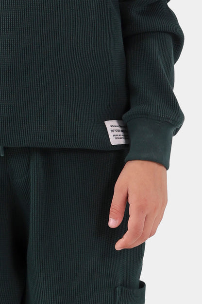 Waffle Knit Sweatshirt - Cougar Clothing