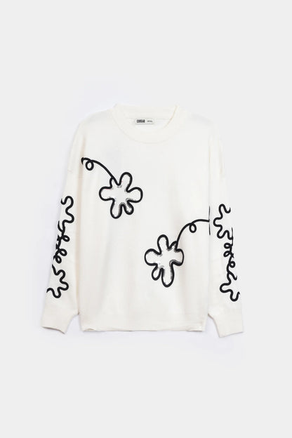 Fine Knit Applique Sequin Sweater - Cougar Clothing