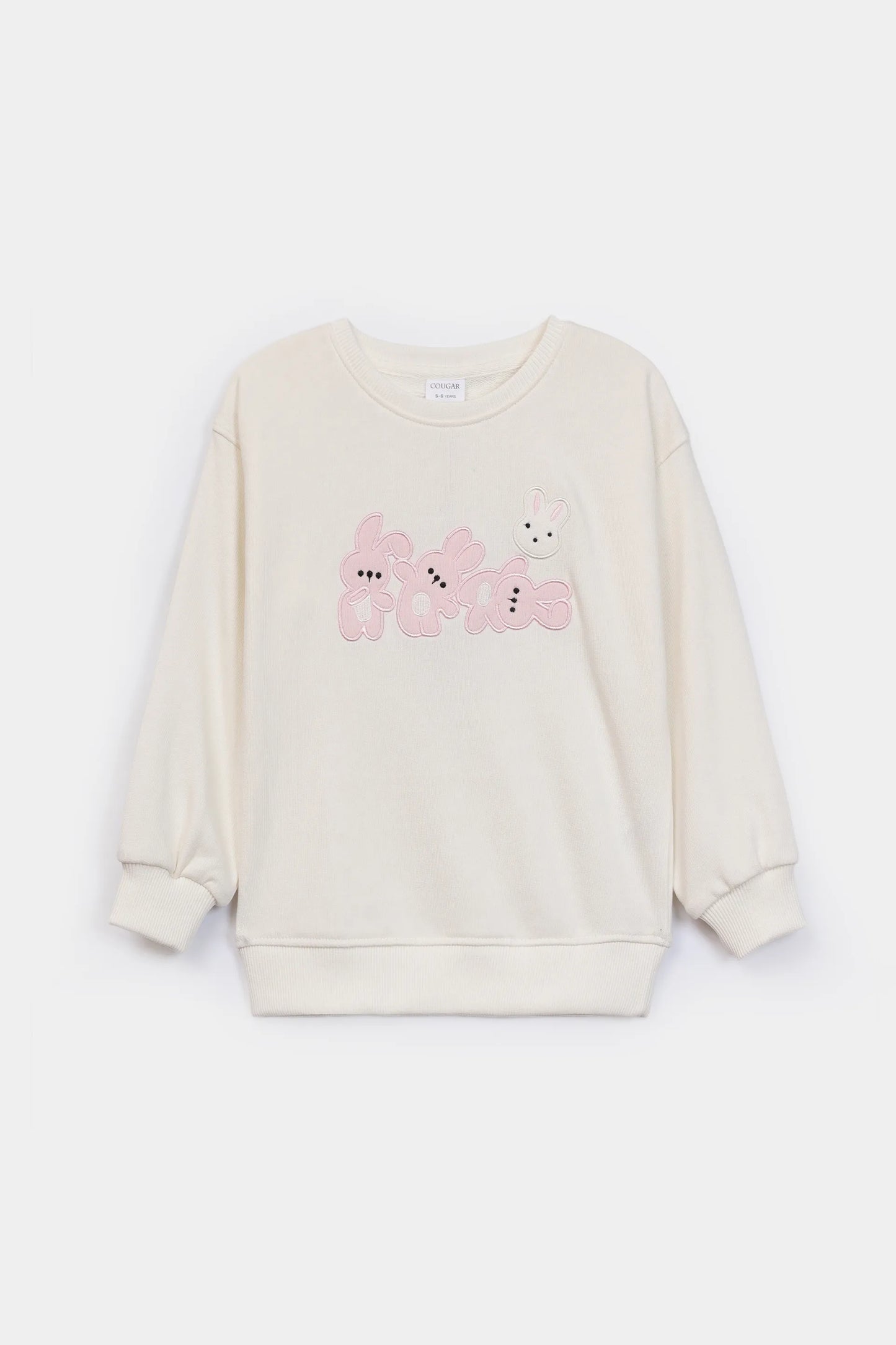 Terry Sweatshirt With Bunny Appliques - Cougar Clothing