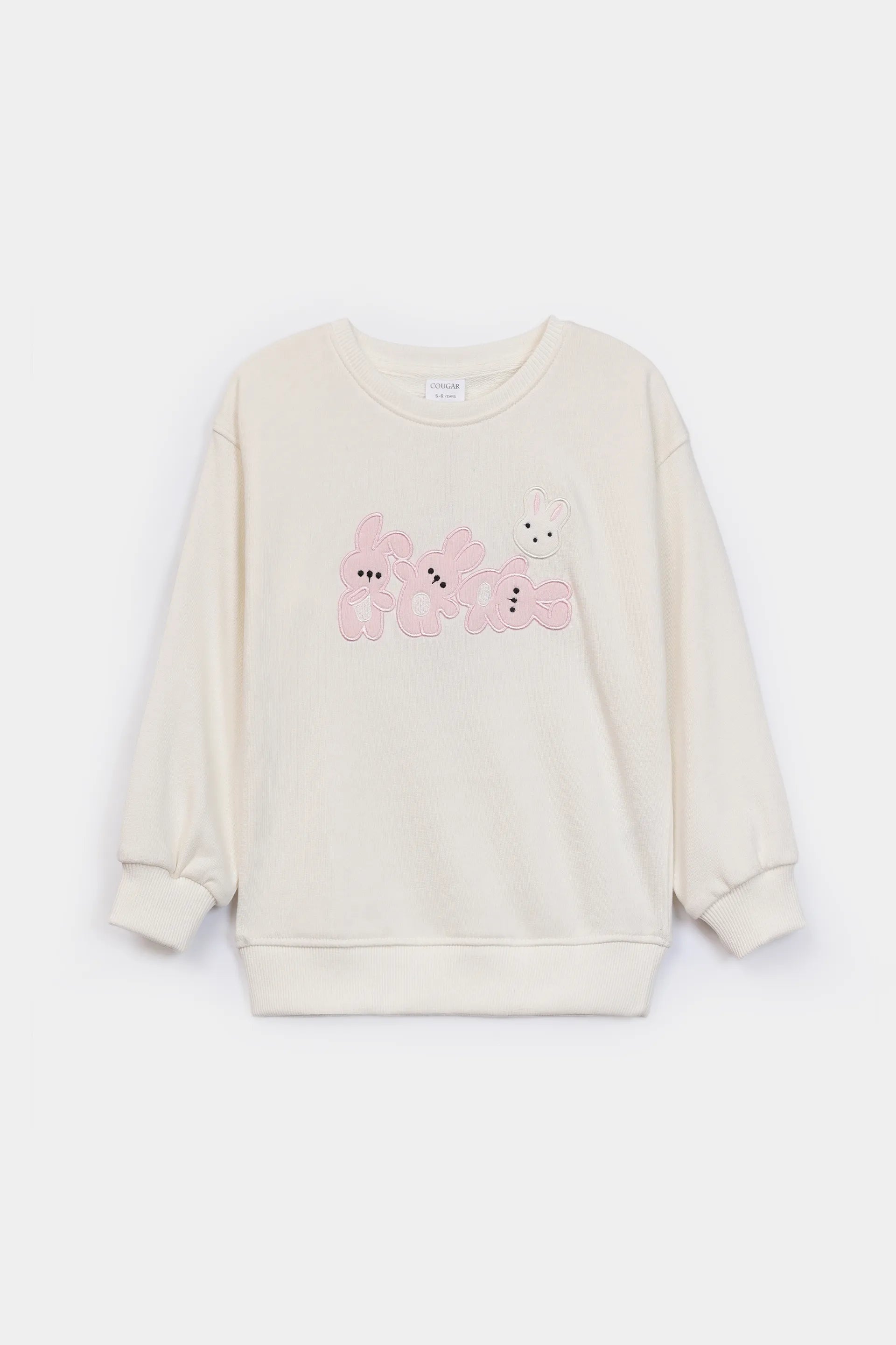 Terry Sweatshirt With Bunny Appliques - Cougar Clothing