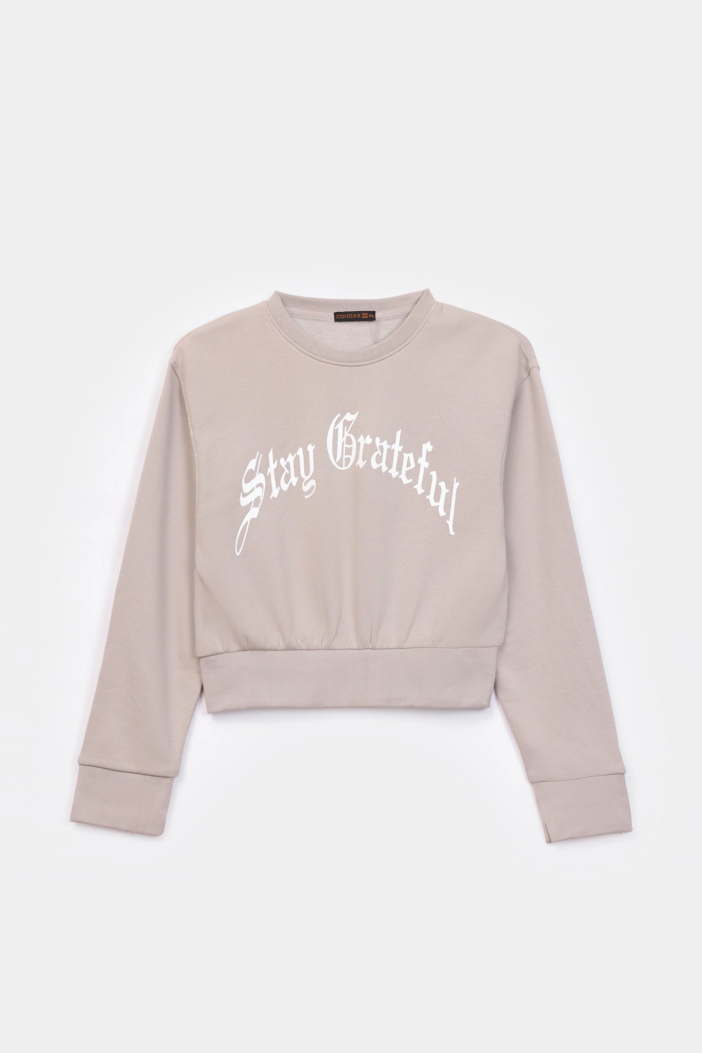 Cropped Text Print Sweatshirt - Cougar Clothing