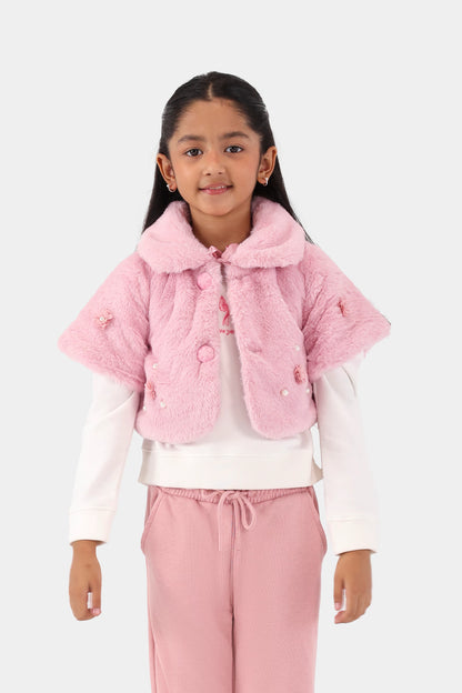 Floral Adorned Plush Jacket - Cougar Clothing