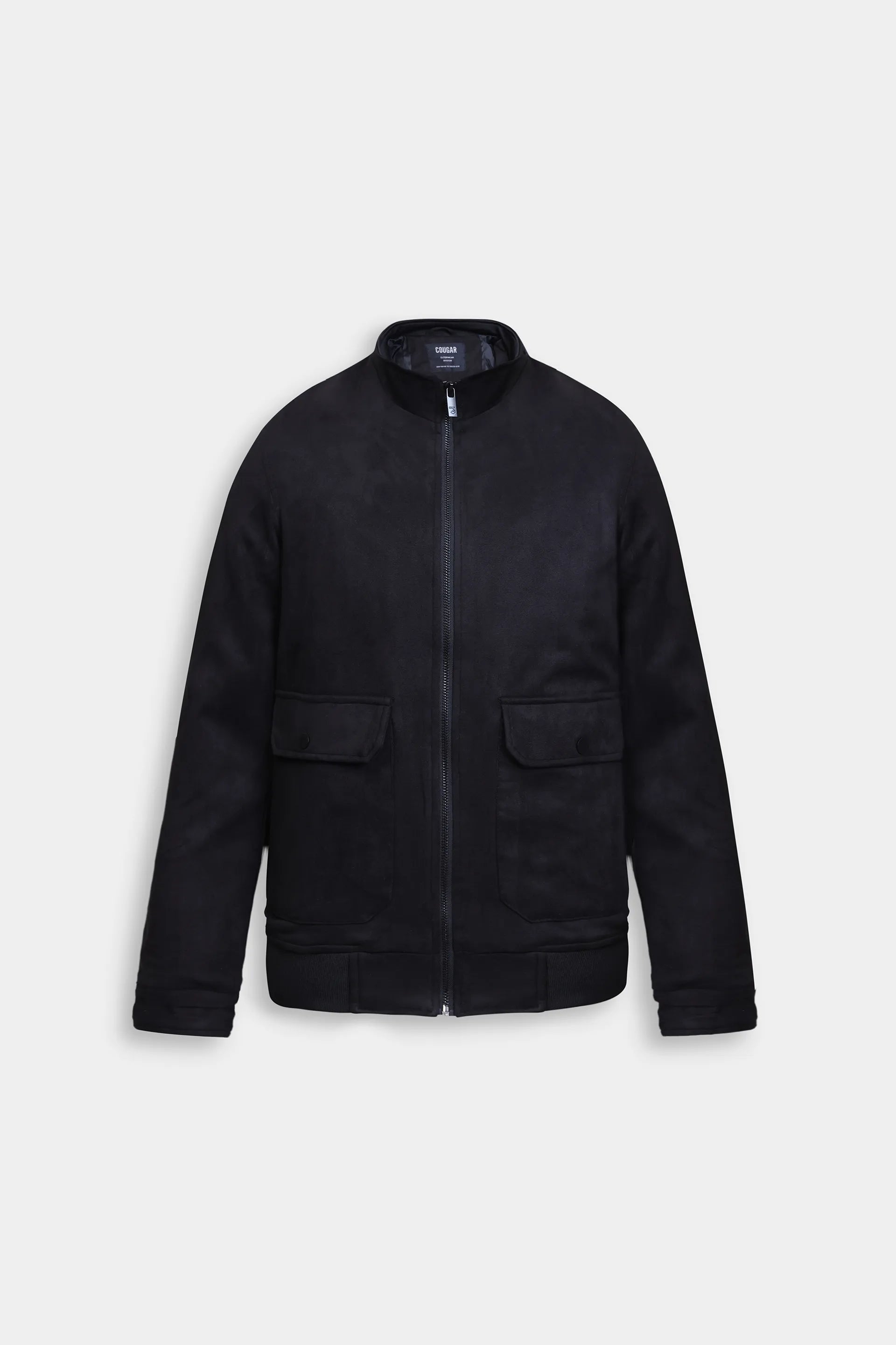 Faux Suede Mock Neck Jacket - Cougar Clothing