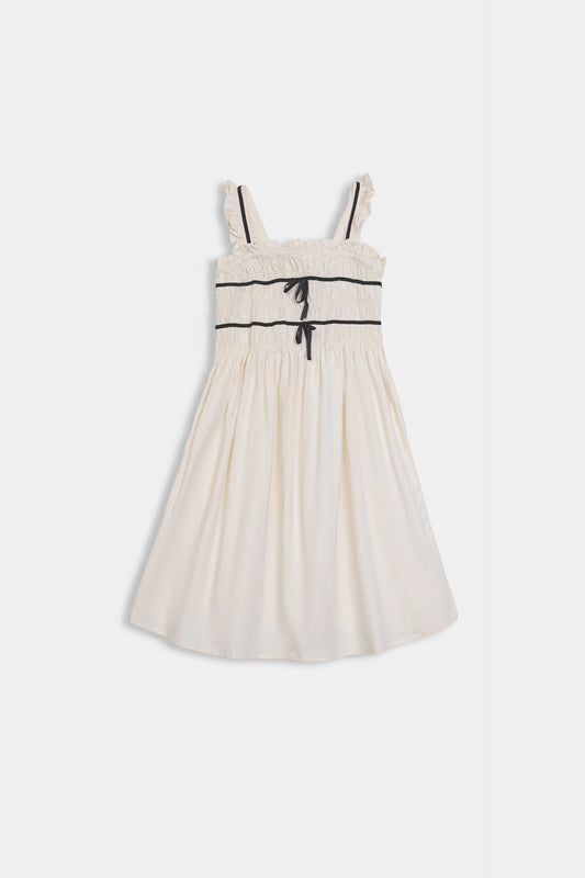 Smocked Dress With Bows - Cougar Clothing