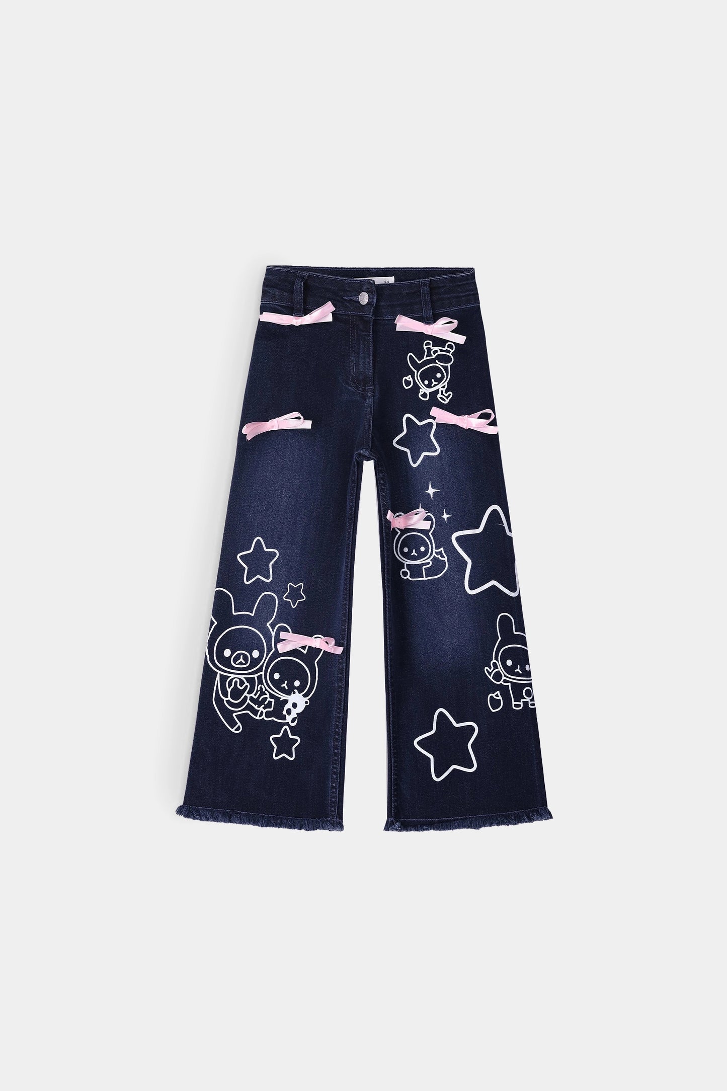 Marine Straight Jeans With Ribbon Bows - Cougar Clothing