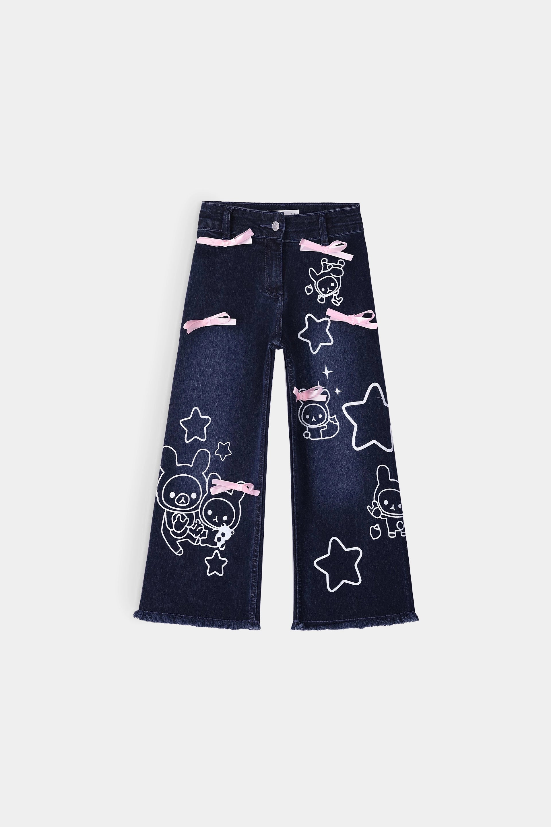 Marine Straight Jeans With Ribbon Bows - Cougar Clothing