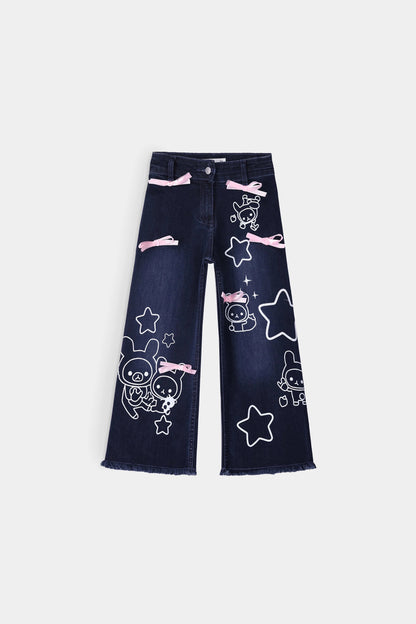 Marine Straight Jeans With Ribbon Bows - Cougar Clothing