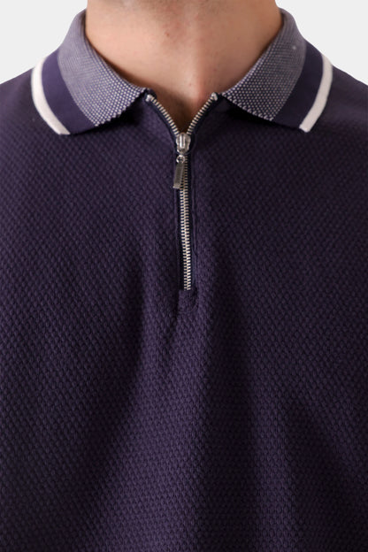Quarter Zip Textured Polo - Cougar Clothing