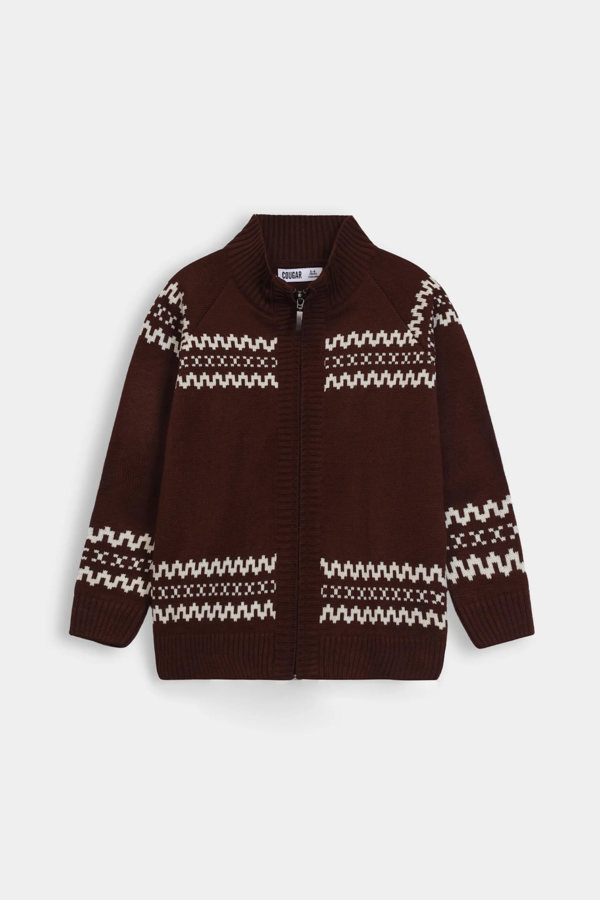 Jacquard Knit Zip-Up Cardigan - Cougar Clothing