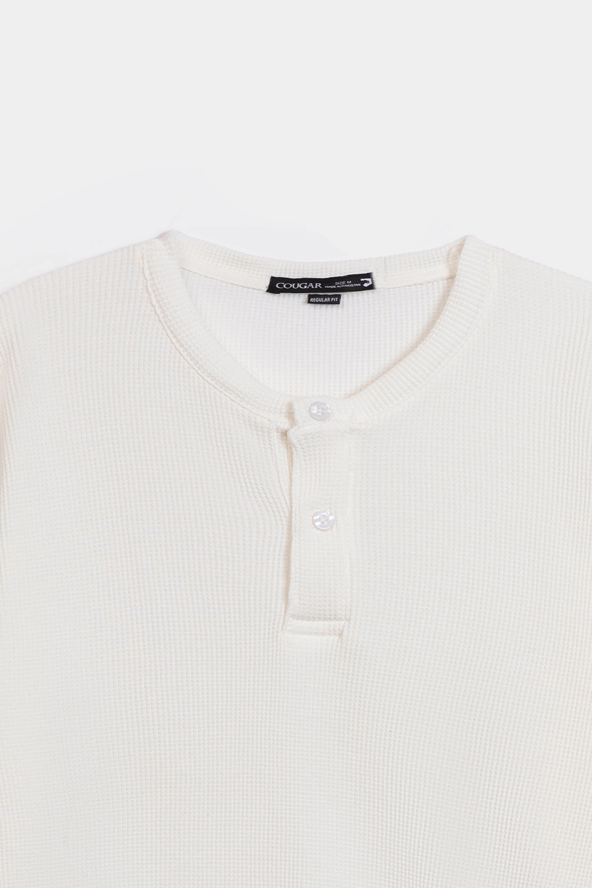 Waffle Knit Henley T-Shirt - Cougar Clothing